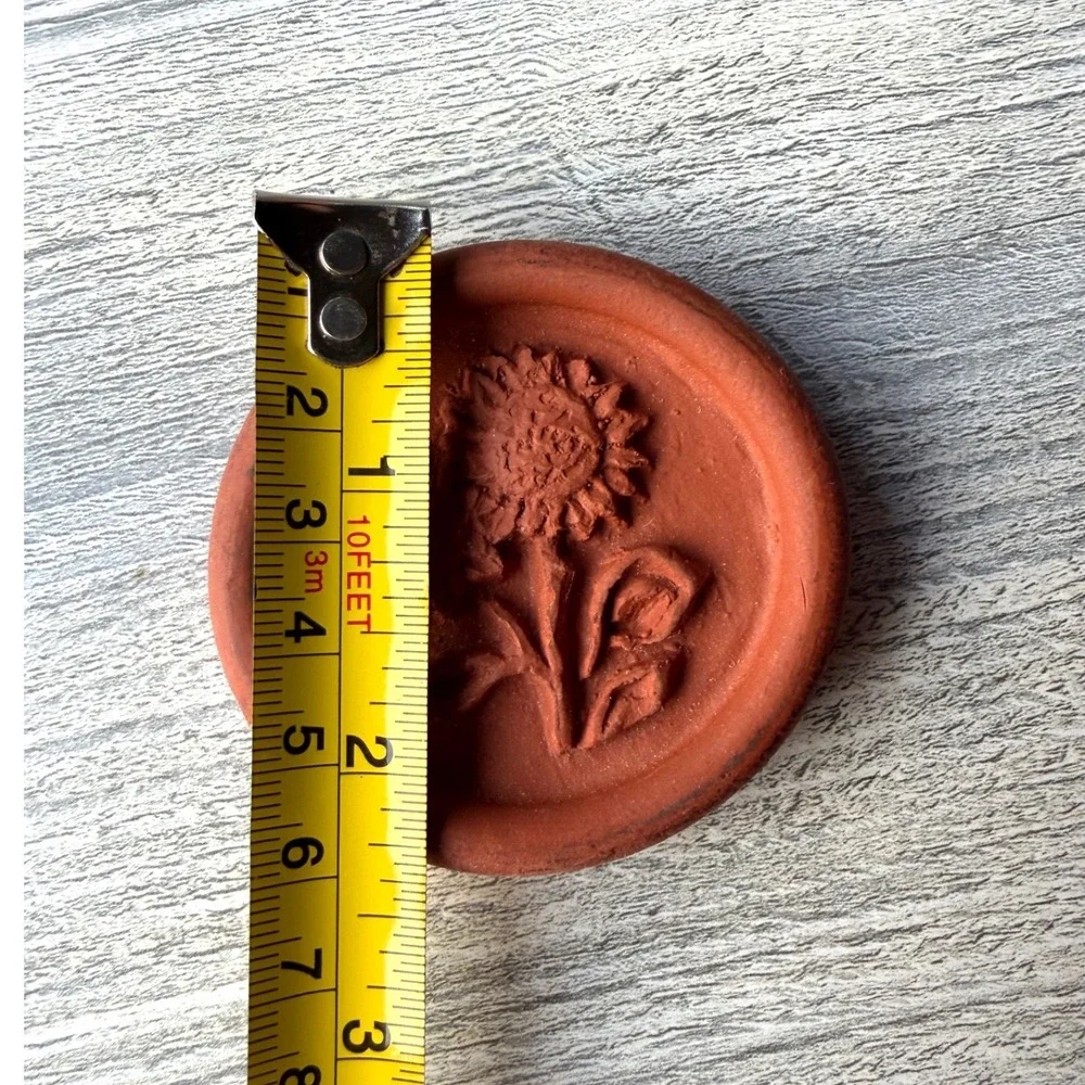 Vintage Terra Cotta Sunflower Cookie Stamp Shortbread Press Cottagecore Kitchen